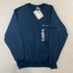 NWT Champion Claasic Fleece Crew Neck Navy Blue Long Sleeve Sweatshirt Size M